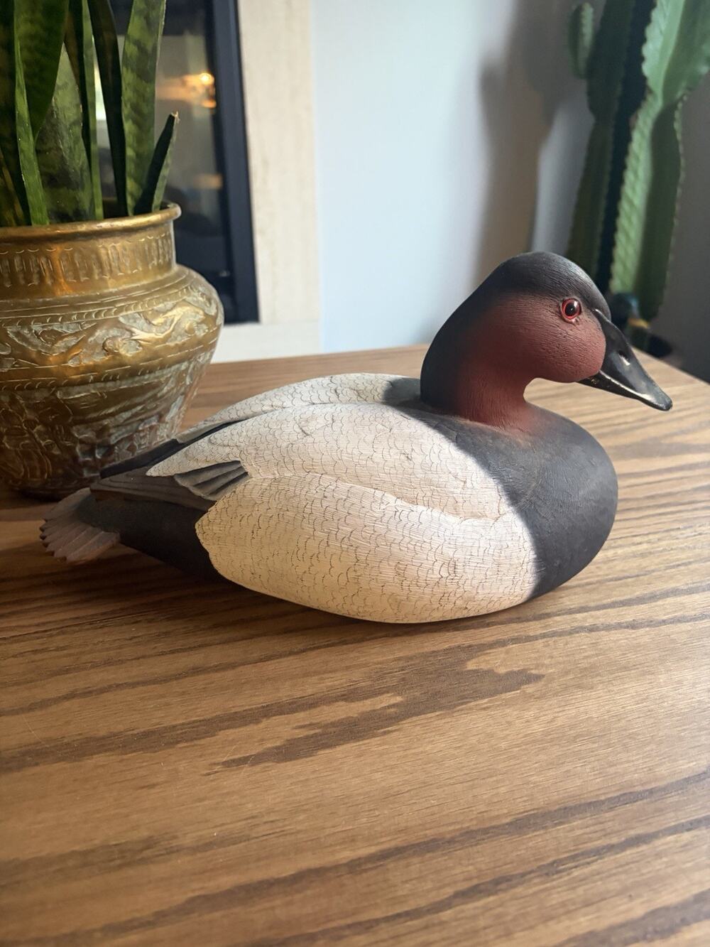 Vintage 1990 Hand Painted Duck Decoy Signed Canvasback Drake American Wildlife